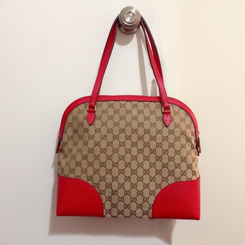 NWT Gucci GG Large Dome Bag w/ Leather Trim